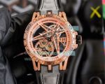 Replica Roger Dubuis Excalibur Spider Skeleton Tourbillon Watch Rose Gold Case
